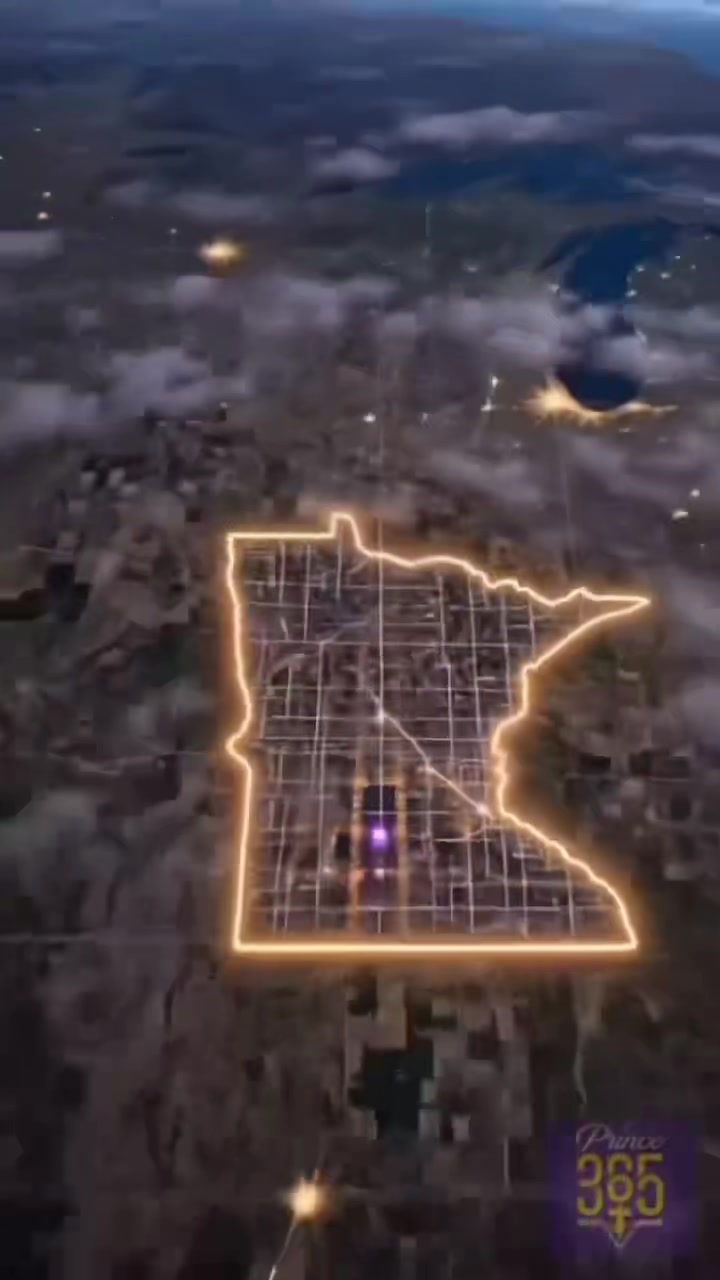 Neon Minnesota map with a 508 pin, a still from the promo video