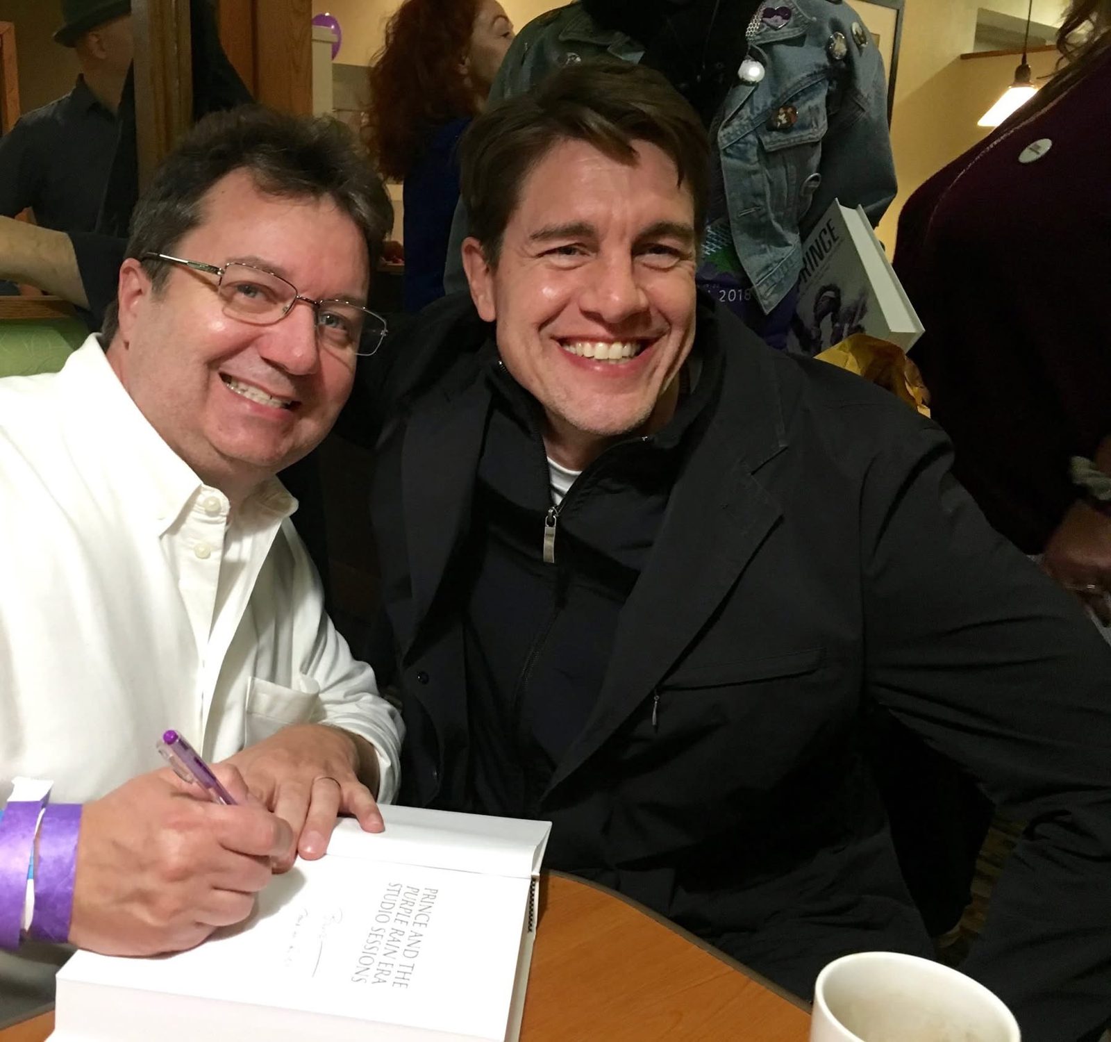 Book signing at the table